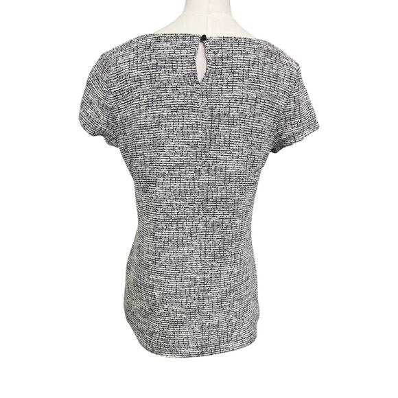Banana Republic Black White Textured Metallic Knit Short Sleeve Top Medium - Picture 6 of 9